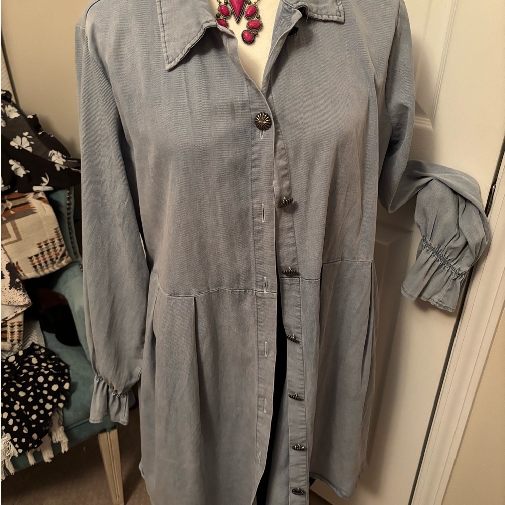 Light Blue Chambray Mini Dress